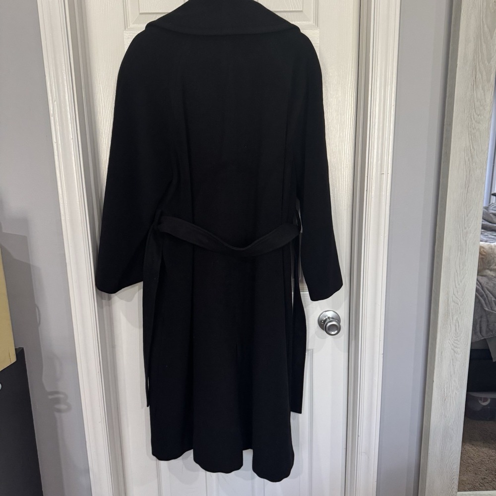 Giuliana Teso Neiman Marcus Black Wool Blend Long Coat Sz-44 Made In Italy VTG‎ - Picture 7 of 16